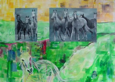 Horses_in_the_green_field.. Acrylic on canvas 40_ X 48_