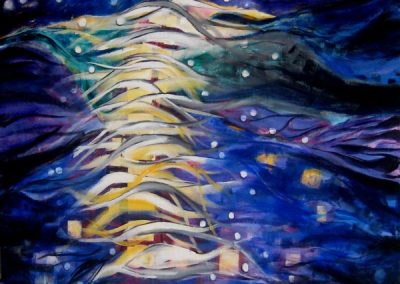 Lights ladder in deep sea. Acrylic on canvas.32_ x 40_