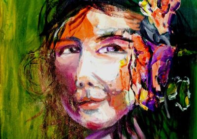 ORIENTAL GIRL .Acrylic on canvas.16_ x 16_. prints available