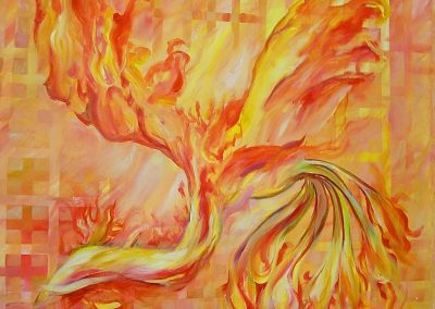 Phoenix_of_fire.Acrylic on canvas.48_ x 48_