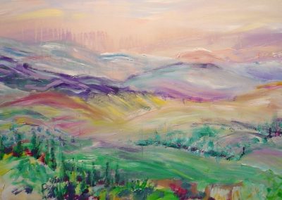 Sunset in jerusalem mountains. Acrylic on canvas.48_ x 20_