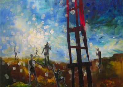 The ladder to letters light . Acrylic on canvas.32_ x 40_