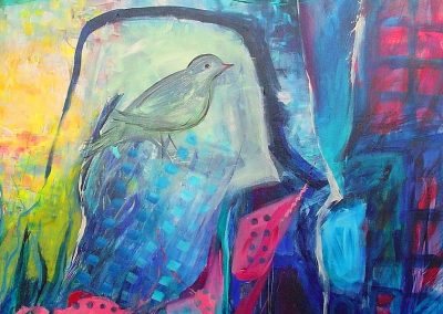 The_bird_in_Galilee.Symphony in the forest.mixed media on canvas 40_ X 40_