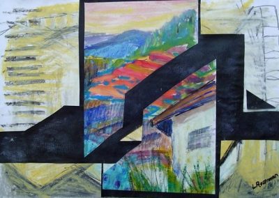 ‏‏Triangles in the village. mixed collage 20_ X 28_